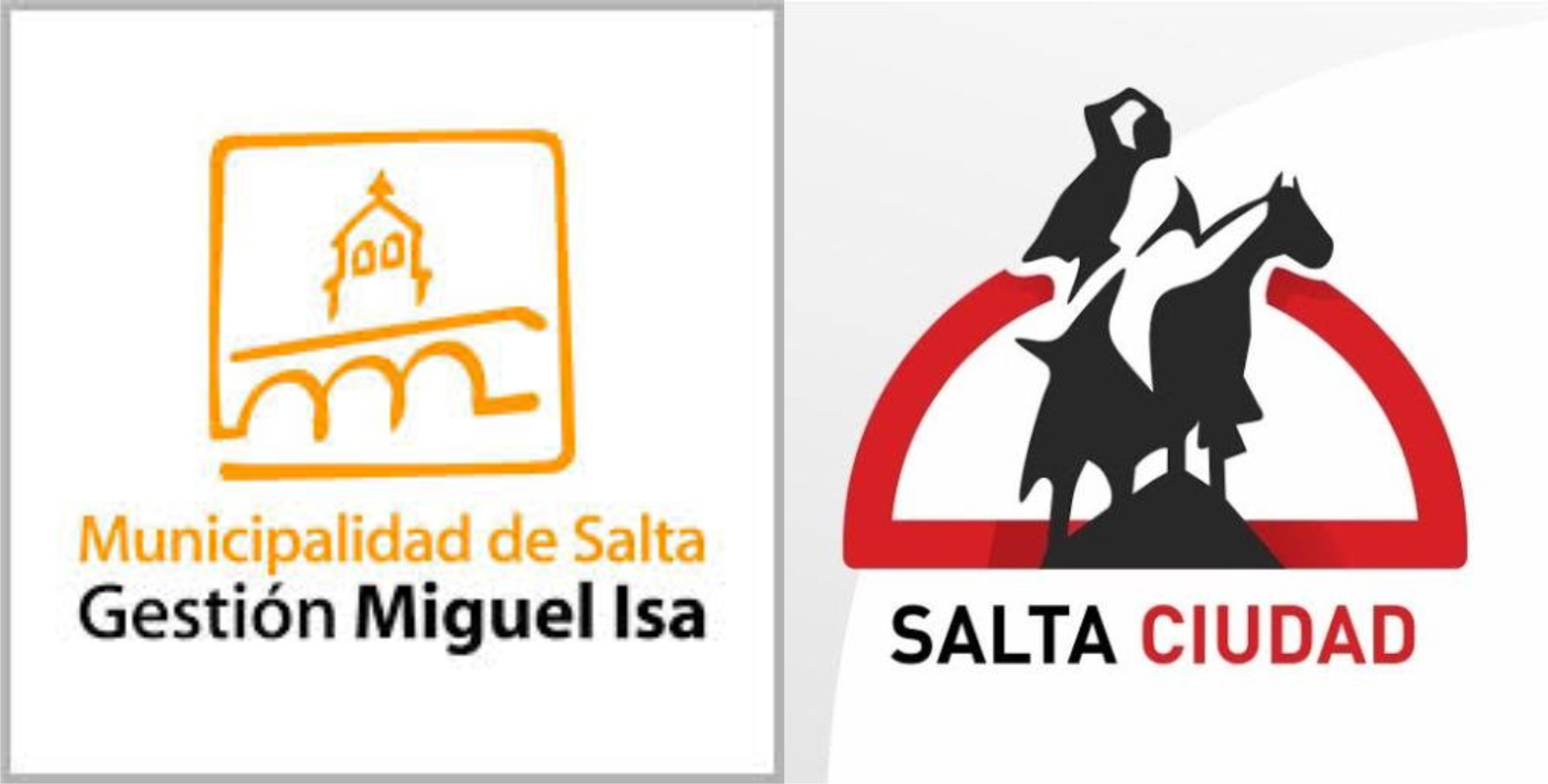 Logo de gestión Saenz: Del Cabildo en naranja al monumento a Güemes que usaba Romero
