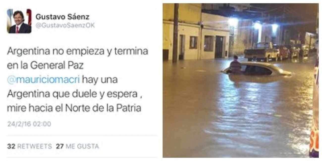 Sáenz sostuvo que seguirá tuiteando la realidad y exigiendo ayuda