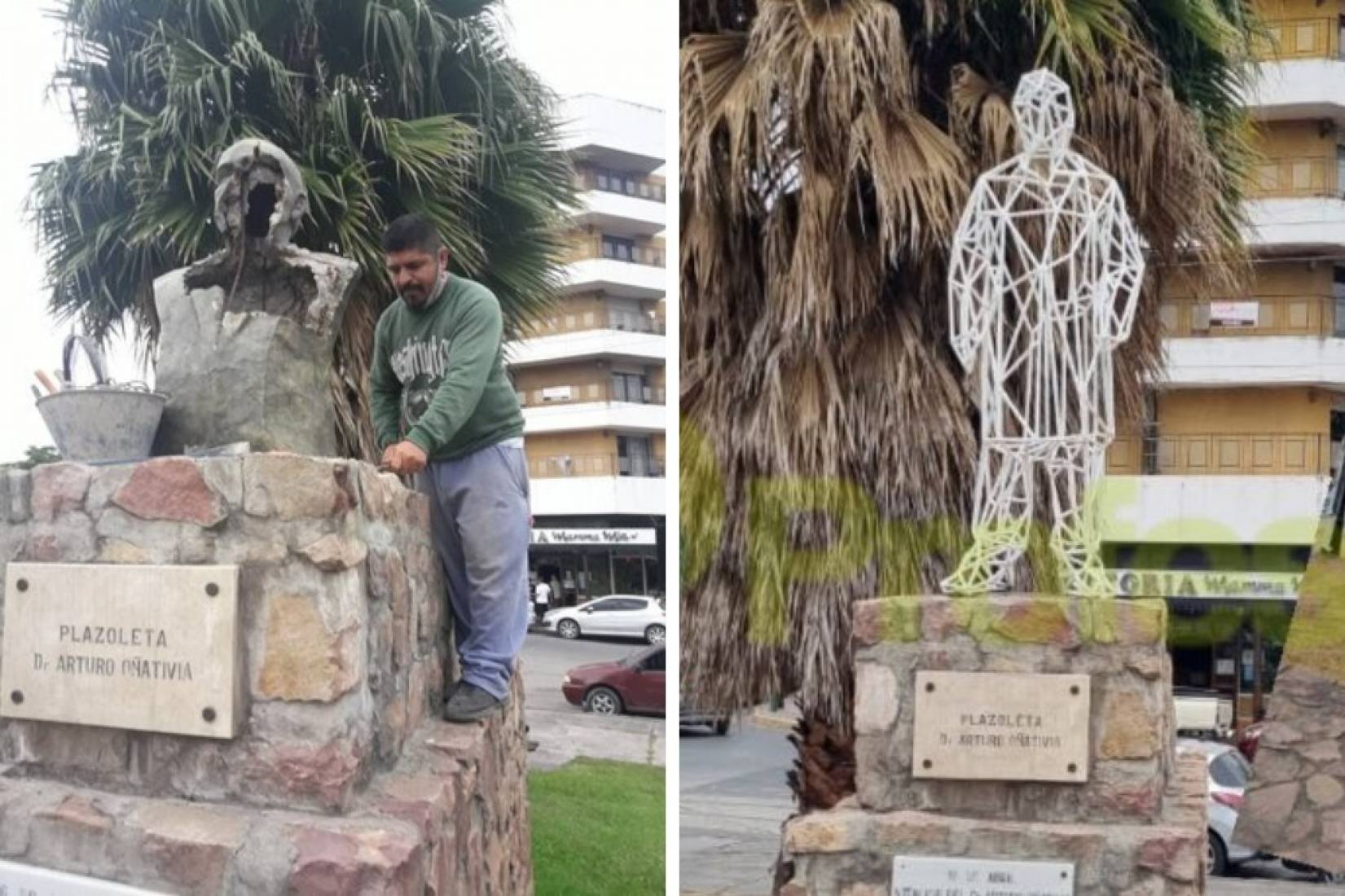 La Municipalidad confirmó que el busto del Dr. Oñativia se cambió sin permiso